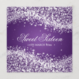 Convite Roxo Sparkling da onda do partido do doce