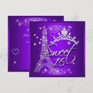 Convite Roxo Sweet 16 Sweet Sixteen Torre Eiffel