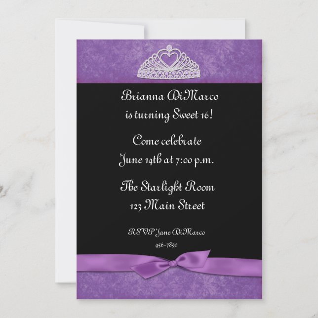 Convite Roxo Tiara (Frente)