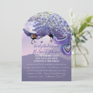 Convite Roxo Verde Cobre Ultra Violeta Pena de Pavão