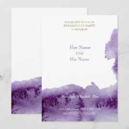 Convite Roxo Vintage Elegante Noiva Aquarela