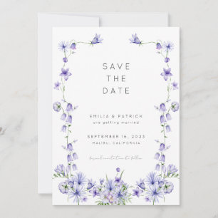 Convite Roxo Wildflower Save Date Modelo