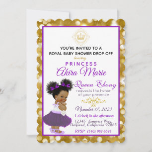 Convite Royal African Princess Purple Dourado Rico