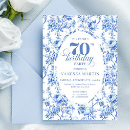 Convite Royal Blue 70th Birthday Elegant Party Invitation
