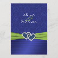 Convite Royal Blue Damask e Pregas em Chartreuse