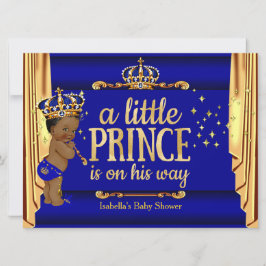 Convite Royal Blue Dourado Draps Prince Chá de fraldas Eth