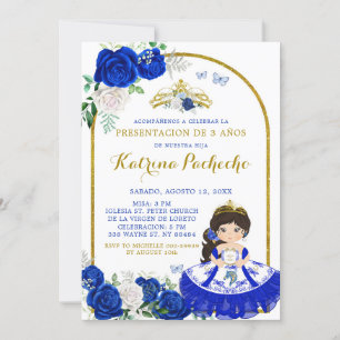 Convite Royal Blue e Dourada Apresentação ó em De Tres An