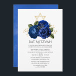 Convite Royal Blue e Dourado Bat Mitzvah<br><div class="desc">Vintage watercolor floal bat mitzvah convites com faixas de cores projetadas para ser rápida e facilmente personalizadas de acordo com as suas especificações de evento.</div>