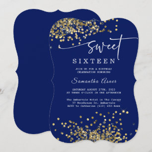 Convite Royal Blue e prata Sweet Sixteen