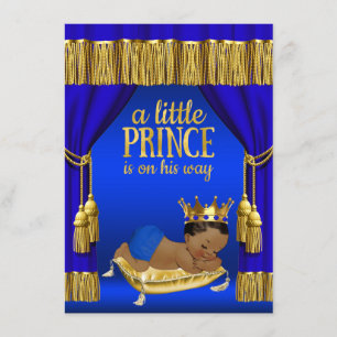 Convite Royal Blue Ethnic Prince Baby Shower Invits