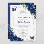 Convite Royal Blue Floral Silver Quinceañera Butterflies<br><div class="desc">Personalize este vibrante convite floral azul real Quinceañera / Sweet 16 aniversários fácil e rapidamente. Basta clicar no botão Editar usando ferramentas de Design para editar ainda mais o texto, alterar estilos de fonte e cores de fonte. Apresentando vibrantes flores azuis reais, borboletas e elementos prateados. As borboletas e a...</div>