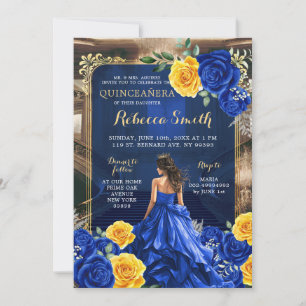 Convite Royal Blue Grand Palace Quinceañera Princess