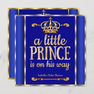 Convite Royal Blue Marinho Dourado Prince no seu caminho C