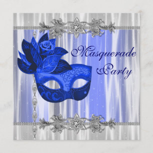 Convite Royal Blue Mascarada Party
