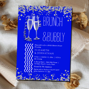 Convite Royal Blue Minimalista Brunch And Bubbly 
