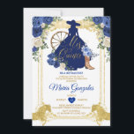 Convite Royal Blue Mis Quince 15 Anos Dourado Glitter<br><div class="desc">Quinceañera Royal Blue Crown Glitter Convite Mis Quince 15 Anos,  16º Aniversário, </div>