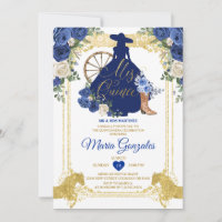 Royal Blue Mis Quince 15 Anos Dourado Glitter