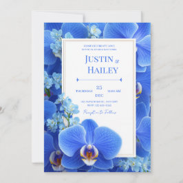 Convite Royal Blue Orchid Modern Tropical Wedding