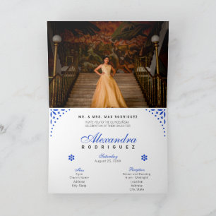 Convite Royal Blue Papel Picado Mis Quince Años