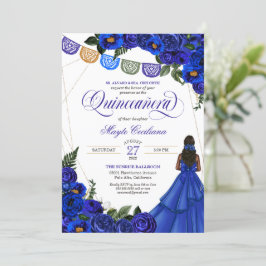 Convite Royal Blue Papel Picado Quinceañera 15 Birthday