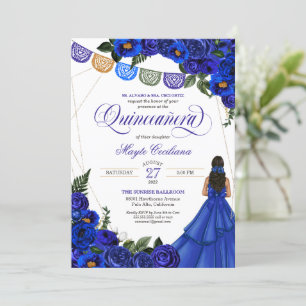 Convite Royal Blue Papel Picado Quinceañera 15 Birthday