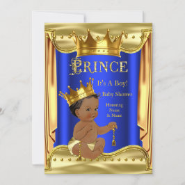Convite Royal Blue Prince Chá de fraldas Dourado Étnica