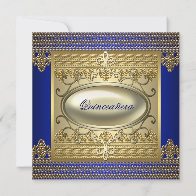 Convite Royal Blue Quinceanera (Frente)