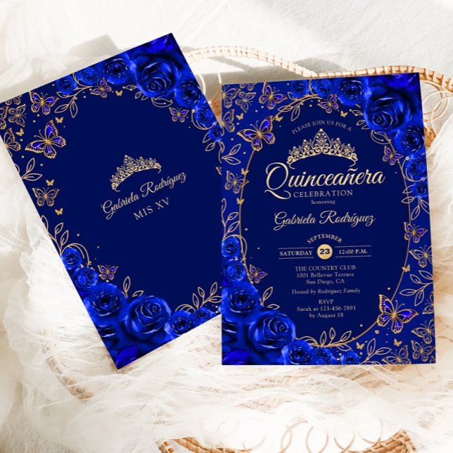 Convite Royal Blue Quinceanera (Criador carregado)