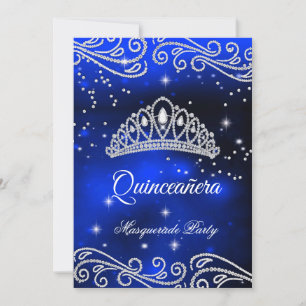 Convite Royal Blue Quinceanera 15 Birthday