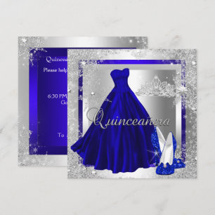 Convite Royal Blue Quinceanera 15 Elite Elegente Aniversár