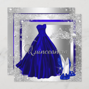 Convite Royal Blue Quinceanera 15 Elite Elegente Aniversár