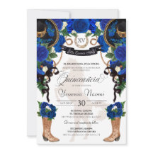 Royal Blue Rosa e Black Western Charro Quinceanera