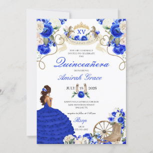 Convite Royal Blue Rosa Western Cowgirl Quinceañera