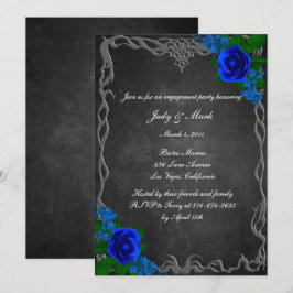 Convite Royal Blue Rose Chalk Board Fall Engagement Party
