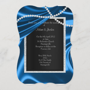 CONVITE ROYAL BLUE SATIN, DIAMOND ELEGANT CLASSES WEDDING