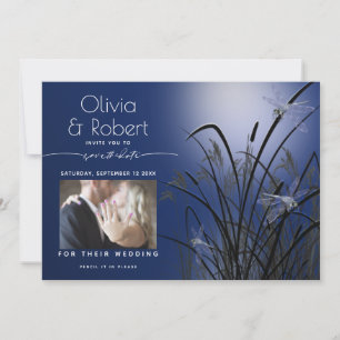 Convite Royal Blue Save the Date Moonlight Dragonfly