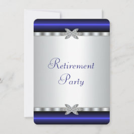 Convite Royal Blue Silver Diamond Womans Retirement Party