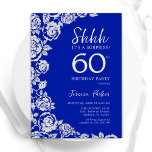 Convite Royal Blue Silver Rosas Surpresa 60º aniversário<br><div class="desc">Surpresa floral de prata azul 60º convite de aniversário. Design elegante com rosas, folha de falso prata e letra de script de tipografia. A Trendy convida o cartão perfeito para uma festa de na moda. Pode ser personalizado para qualquer idade. Impressos convites Zazzle ou modelo de impressão digital instantânea para...</div>