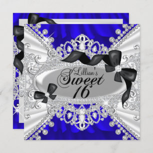 Convite Royal Blue Sparkle Diamond & Arco Sweet 16 Invite