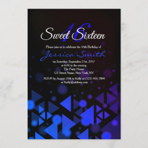 Convite Royal Blue Sweet 16 Party