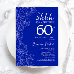 Convite Royal Blue White Surprise 60º aniversário<br><div class="desc">Royal Blue White Surprise 60º Convite de aniversário. A design feminina moderna minimalista apresenta sotaques botânicos e letra de script de tipografia. Simples cartão de convite floral perfeito para uma festa surpresa na moda. Impressos convites Zazzle ou modelo de impressão digital instantânea para download.</div>