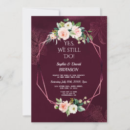 Convite Royal Burgundy Blush Flowers Vow Renewer