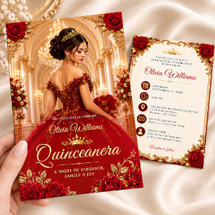 Convite Royal Burgundy Quinceanera Doce 15 Aniversário