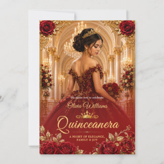 Convite Royal Burgundy Quinceanera Doce 15 Aniversário