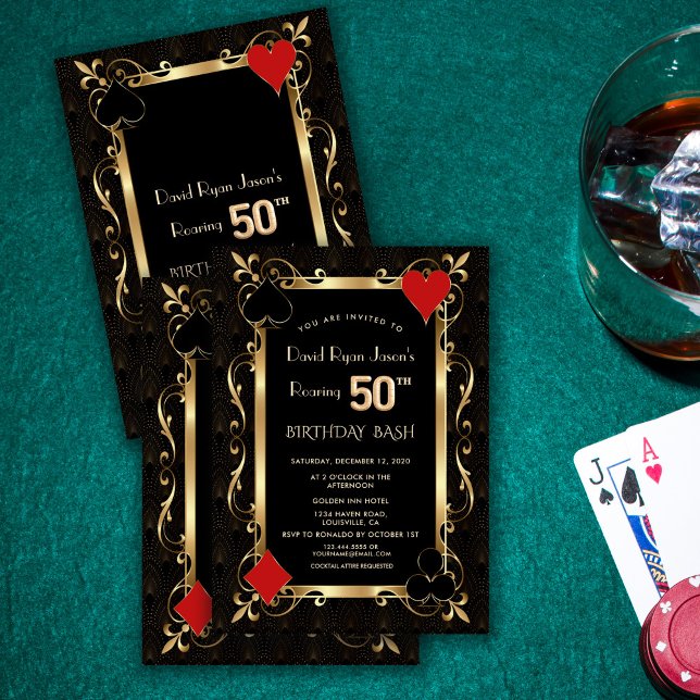 Convite Royal Casino Poker Roaring 50th Birthday Bash (Criador carregado)