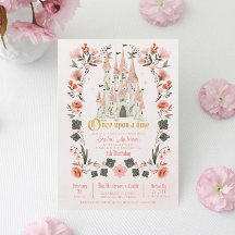 Royal Castle Pink Birthday Convide - Qualquer Foto