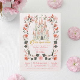 Convite Royal Castle Pink Birthday Convide - Qualquer Foto