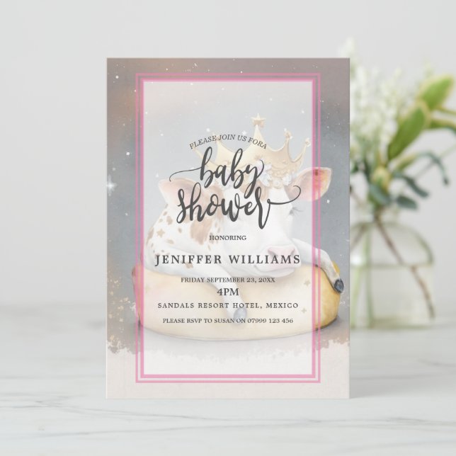 Convite Royal Cow Dreaming on Cheese Throne                (Em pé/Frente)