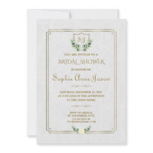 Royal Dourado Crest Greenery Chá de panela Floral