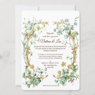 Convite Royal Elegant Botanical Floral Aristocracy Wedding